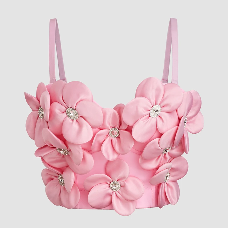 DB1474纯欲风可爱立体花朵可外穿吊带背心