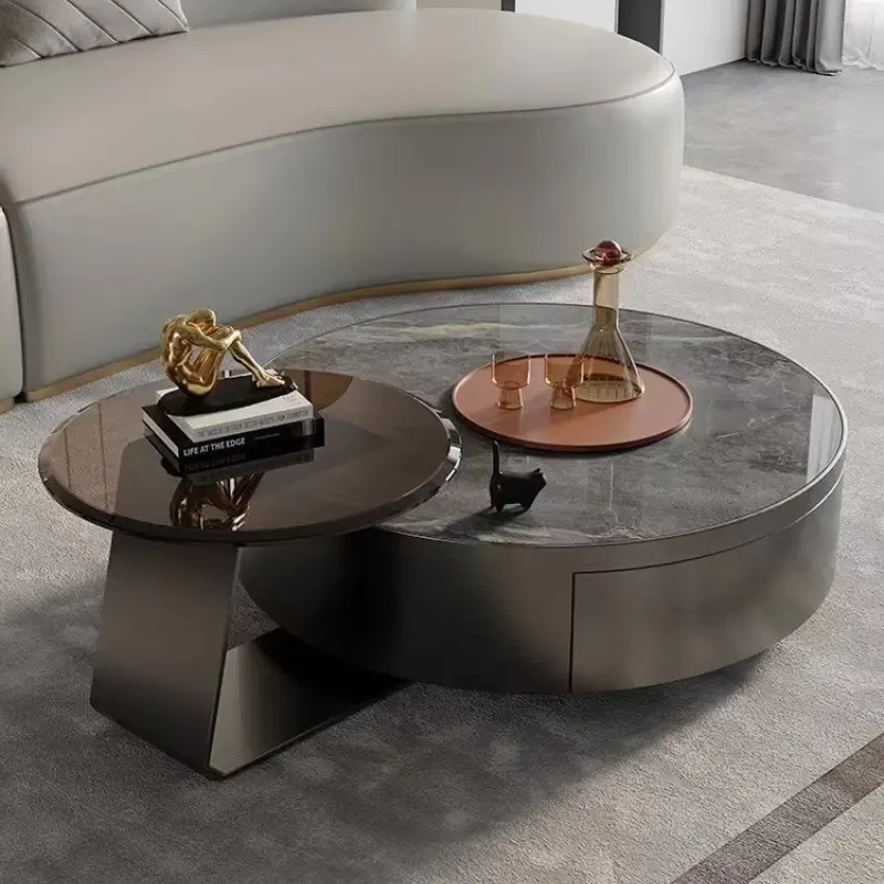 意式轻奢不锈钢边几客厅沙发边玻璃角几现代可移动艺术感家用茶几