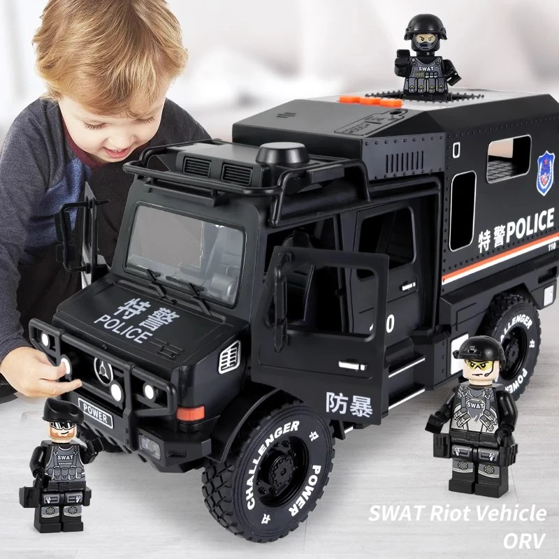仿真大号警车装甲车声光越野车110车模型男孩惯性玩具越野车自动