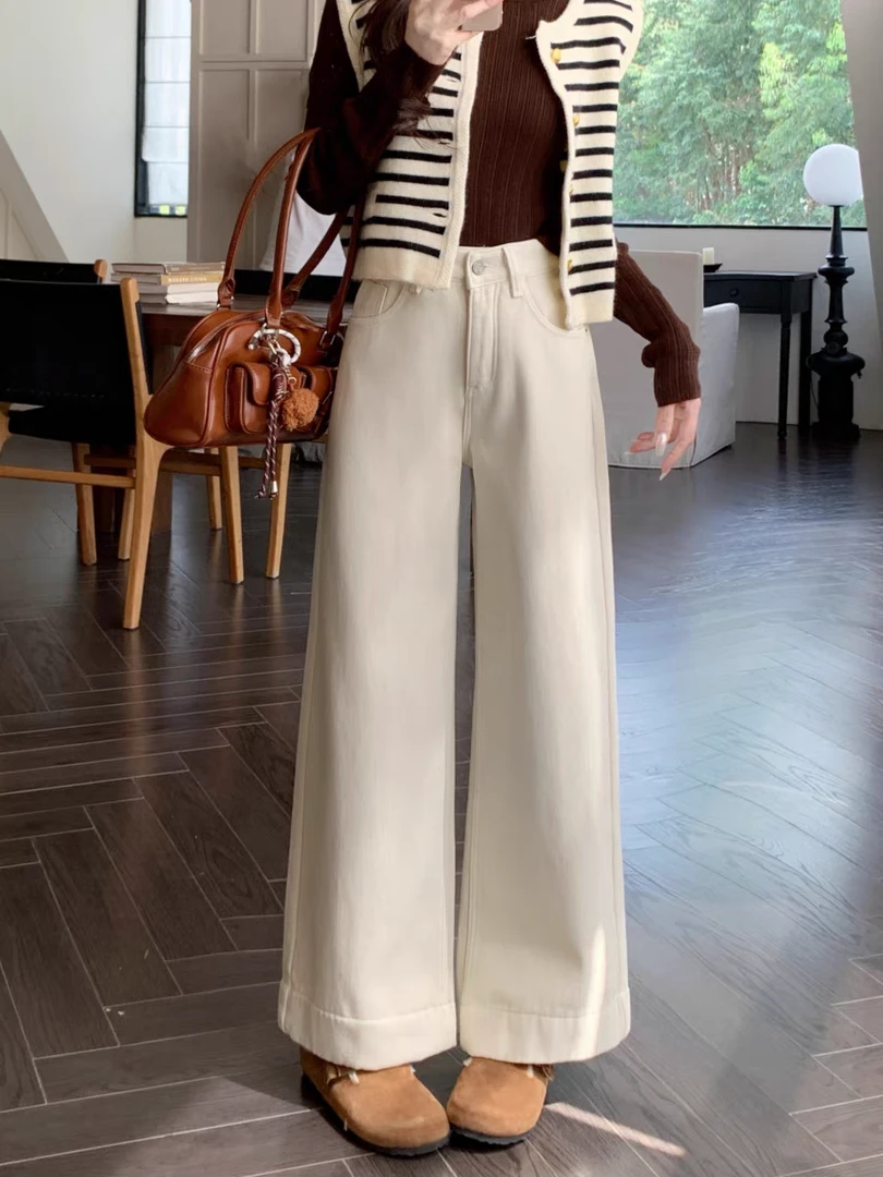 【青仓整款03】奶奶裤秋冬加绒宽松阔腿牛仔裤百搭