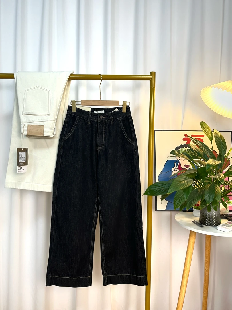 【青仓黑金】奶奶裤德绒阔腿牛仔裤秋冬气质