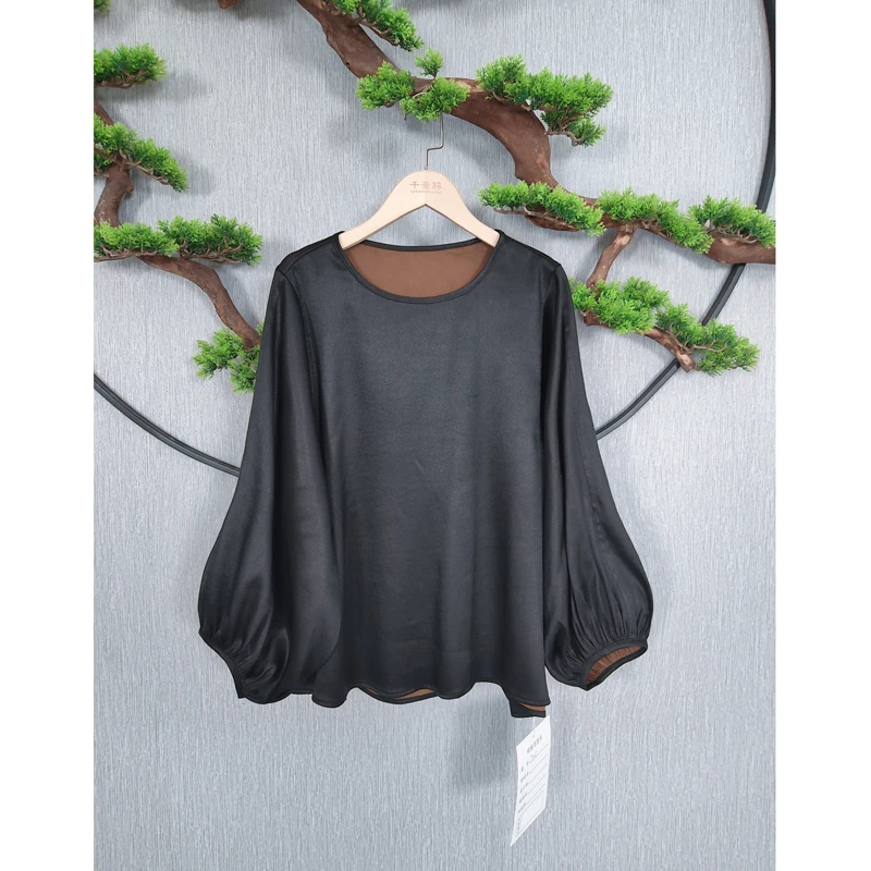 【千奈莉 牛缎龟】60姆米油料双面穿百搭圆领上衣YJ027