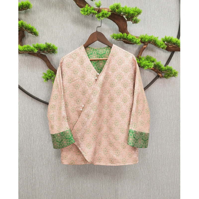 【千奈莉 胭脂】 新中式宋锦双面穿民族风外套上衣YJ130