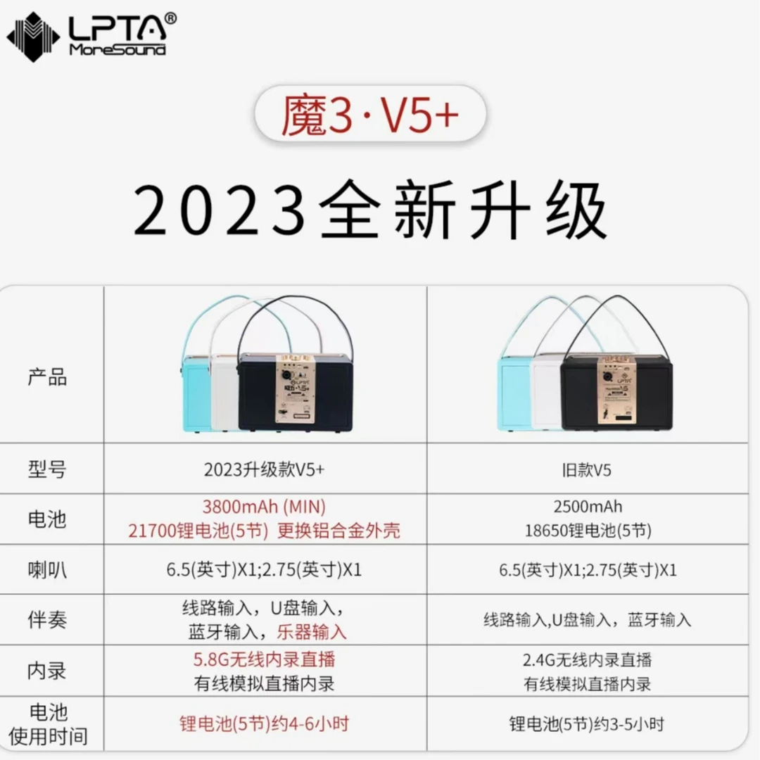 魔3音箱魔三V5+网红直播K歌户外充电便携内录乐器音响