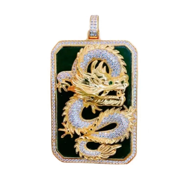 金航珠宝/精美豪镶和田玉龙牌(基地发货+证书+礼盒)