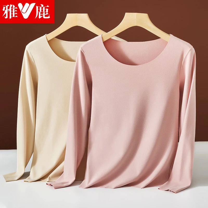 雅鹿【厂家直销】女士内穿保暖衣无痕速暖保暖上装双面磨绒秋冬季