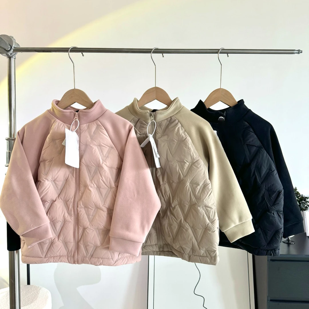 肉肉家-[冬日暖意]儿童秋冬新款百搭时尚针织羽绒服