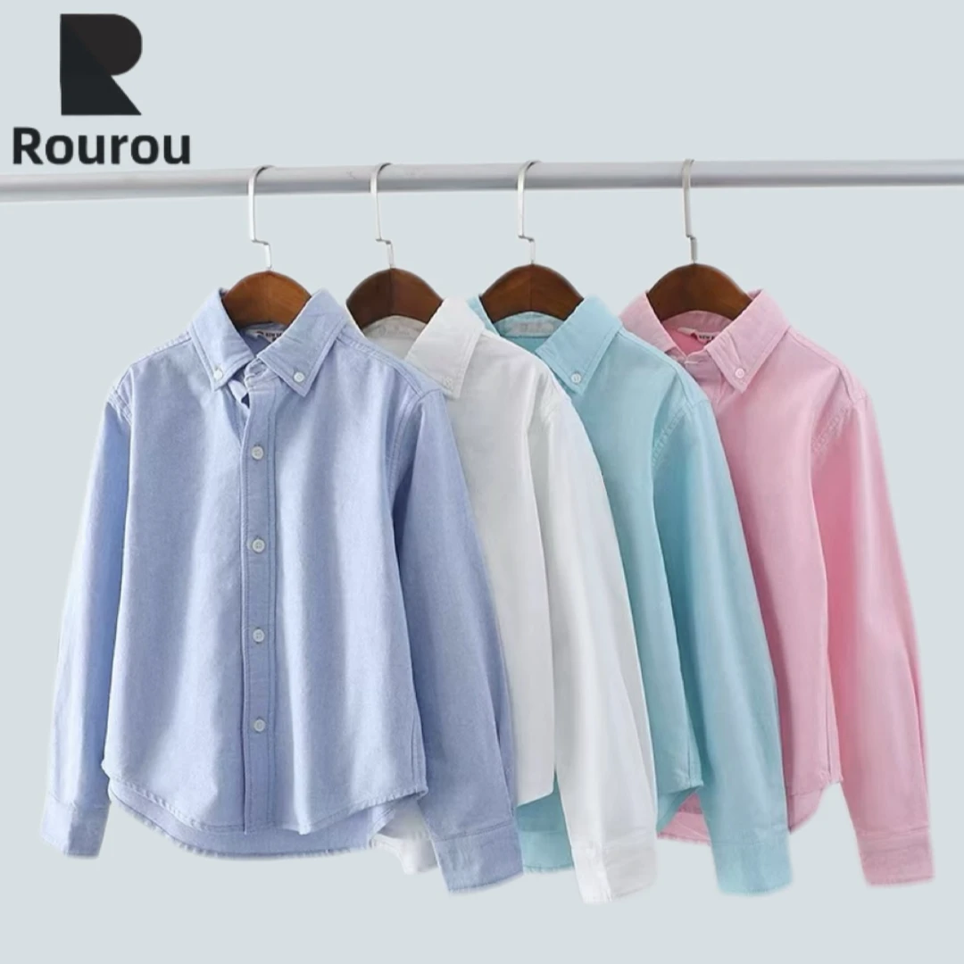肉肉家-[素色衬衫]儿童春夏新品时尚翻领衬衫