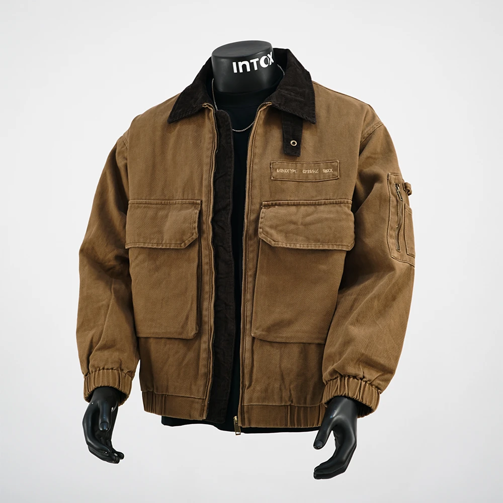 INTOX /秋冬复古巴恩风美式户外工装大口袋外套男古着底特律夹克