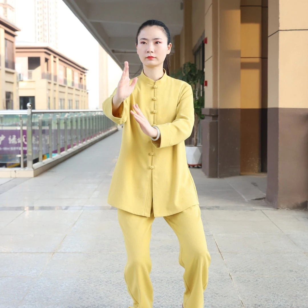 【男女款】鹅梨冬暖 锦织麻高端面料小扣太极拳练功服太极服