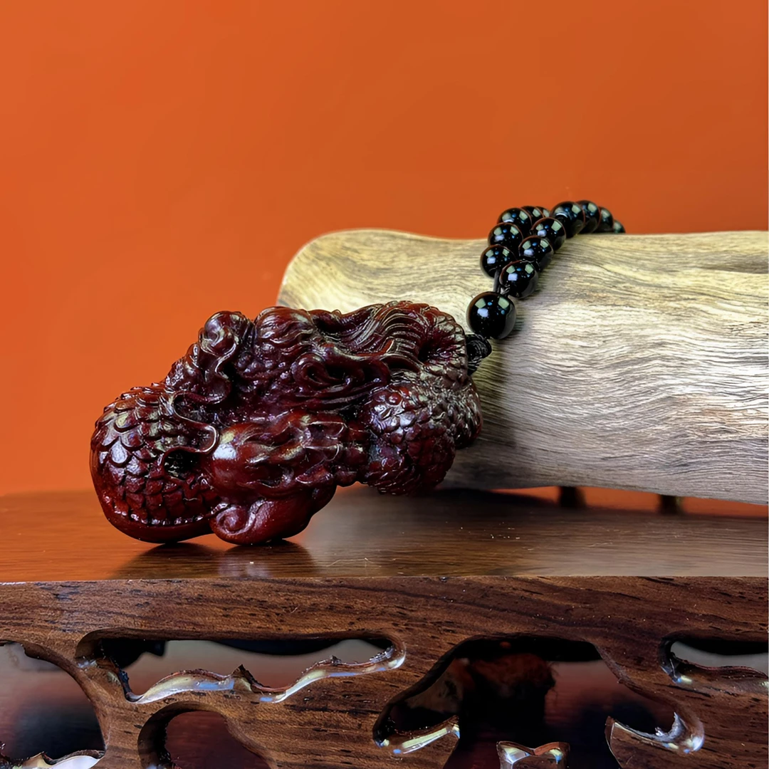 龙  生肖紫檀木雕刻 手把件