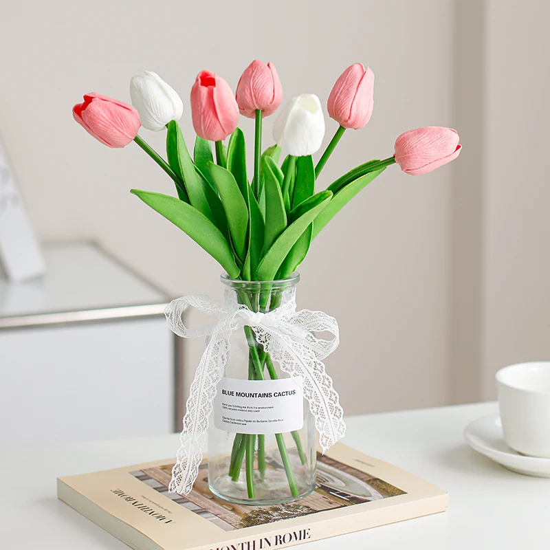 ins风郁金香仿真花艺套装简约百搭款客厅餐桌面装饰品教师节花束