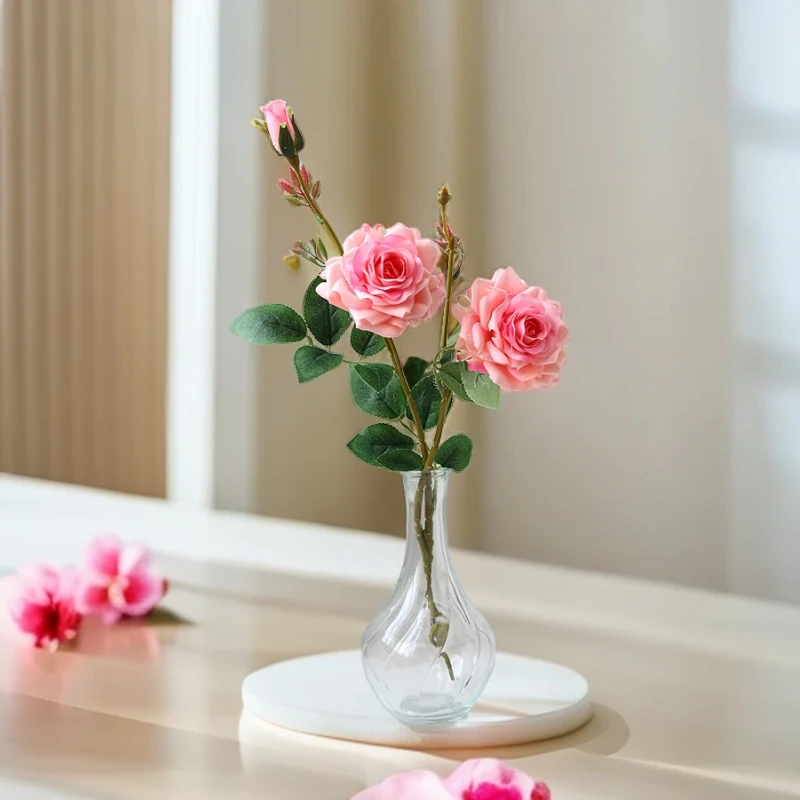 小清新玫瑰花仿真花假花摆件客厅餐桌花卧室飘窗轻奢装饰花艺