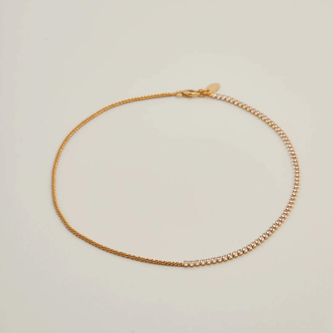 铜合金合成锆石项链 简约百搭个性ins网红锁骨链锆石小众女600117