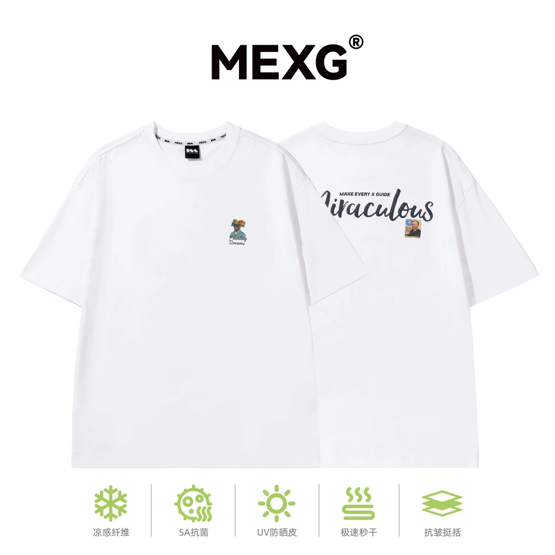 MEXG【拉浆印花T恤】ArtistWear艺术家系列!高棉感!白碳黑短袖tT057