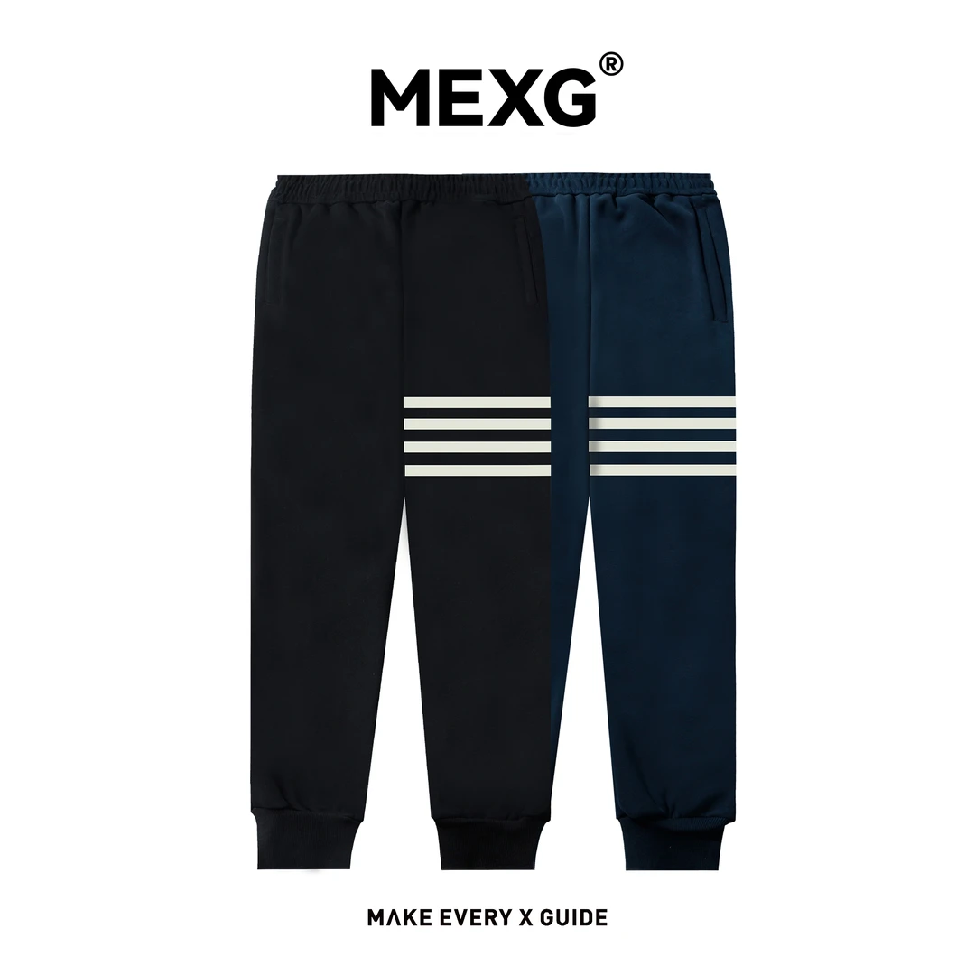 【“经典条纹”长裤】MEXG！舒适磨毛！针织百搭！秋冬男士束脚裤K103