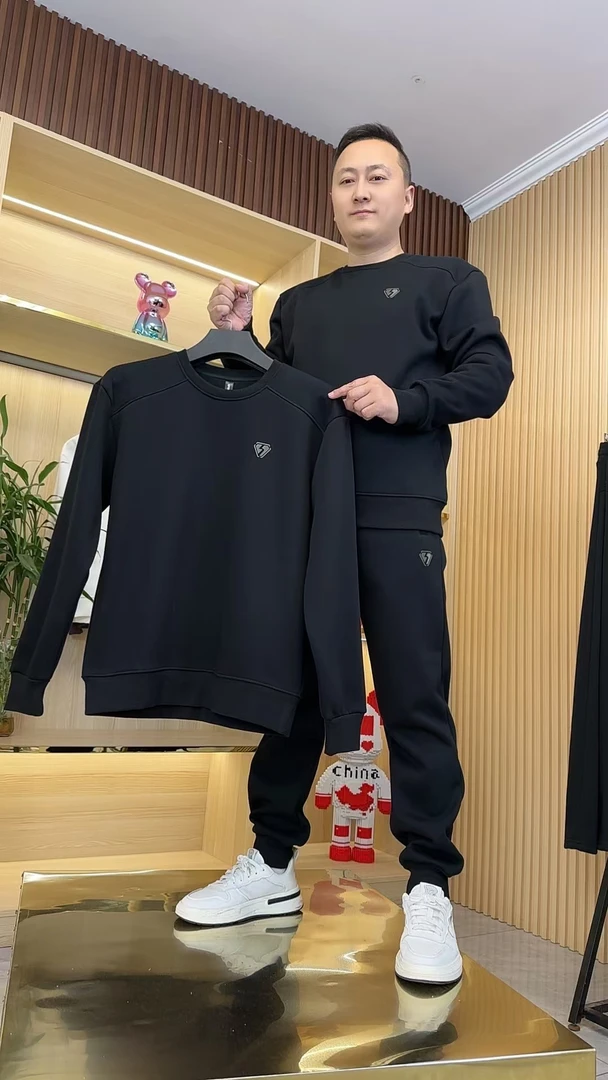 精品男士冬季加绒加厚百搭时尚圆领卫衣裤子-56186