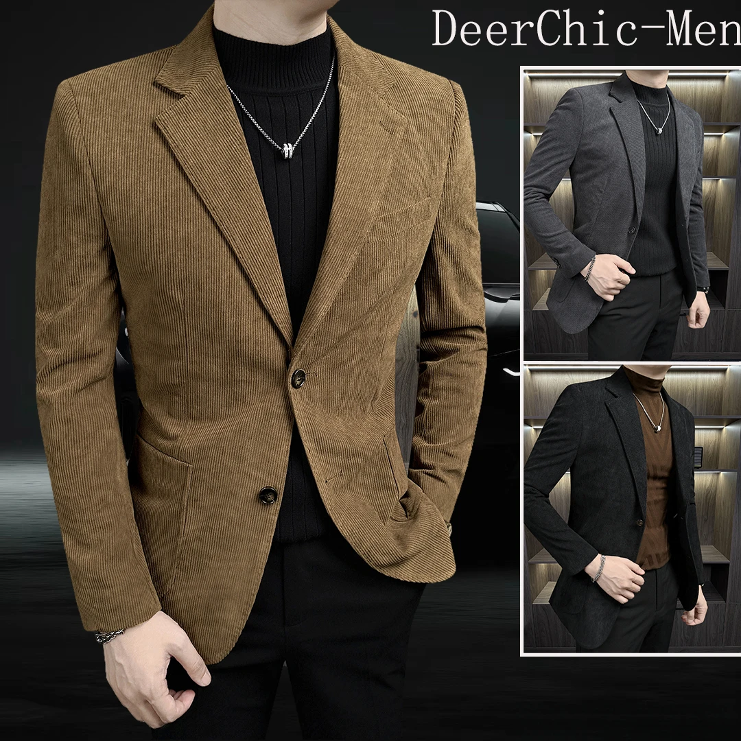 美拉德男士西服单件上衣男秋季新款高级感灯芯绒休闲西装外套男款