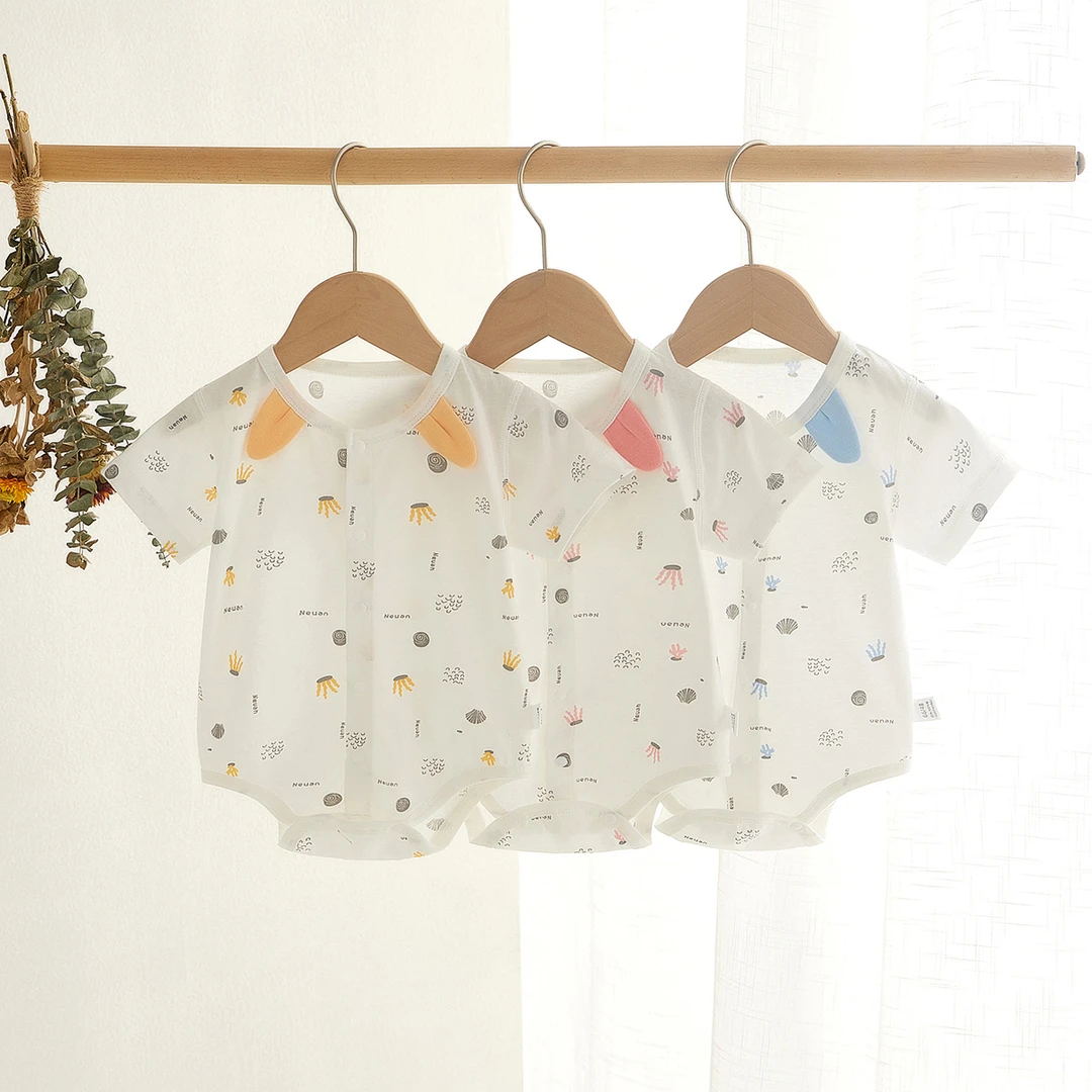 k【深海世界包屁衣】夏季新生婴儿连体衣薄款宝宝衣服纯棉夏装三角