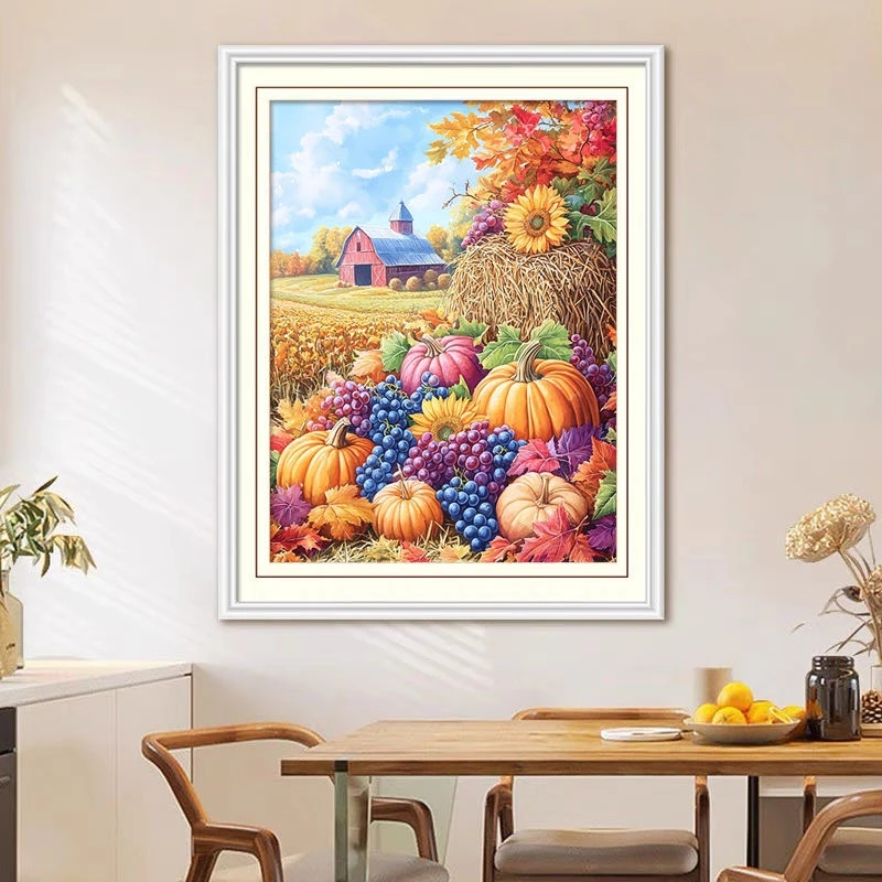 彩丽绮十字绣2024年丰收客厅卧室挂画秋收季节清新印花01416