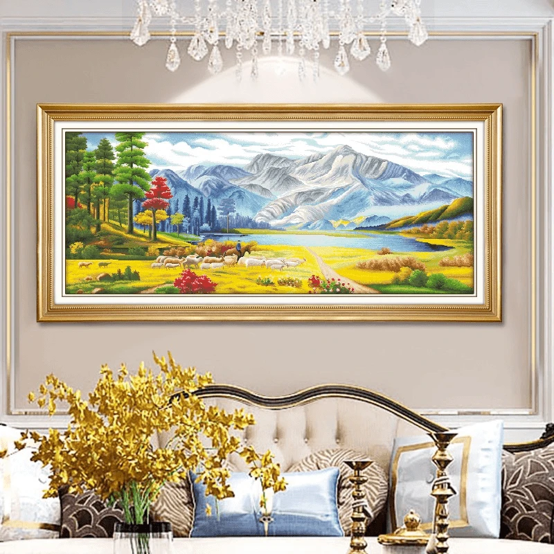 【彩丽绮】牧羊图十字绣2023新款山水风景客厅卧室大幅简单手 0790