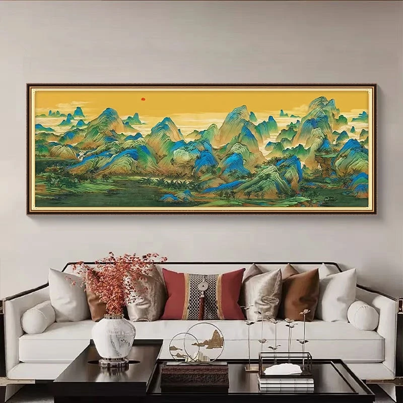 彩丽绮T0259千里江山图十字绣2024新款客厅古典名画满绣