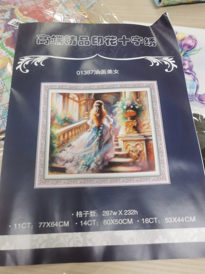 彩丽绮01387油画美女新款油画十字绣清新印花现代