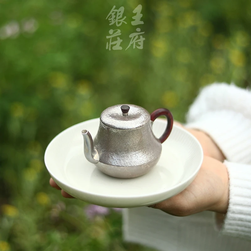 王府银庄银壶足银999泡茶壶纯手工一张打日式银壶足银银壶 香韵