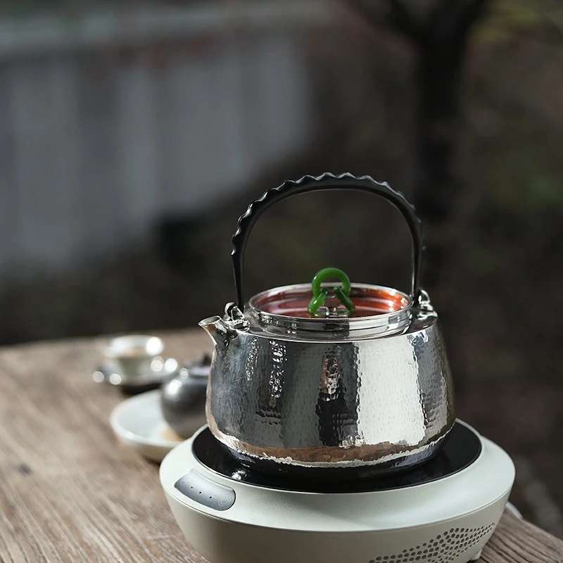 王府银庄银器银壶 足银999烧水壶纯手工一张打一体壶煮茶壶晶莹