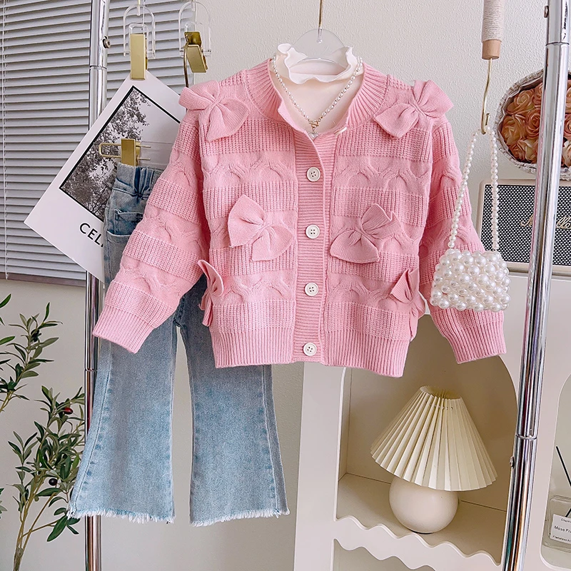 秋新款洋气宝宝圆领开衫上衣中小童毛衣GC9003