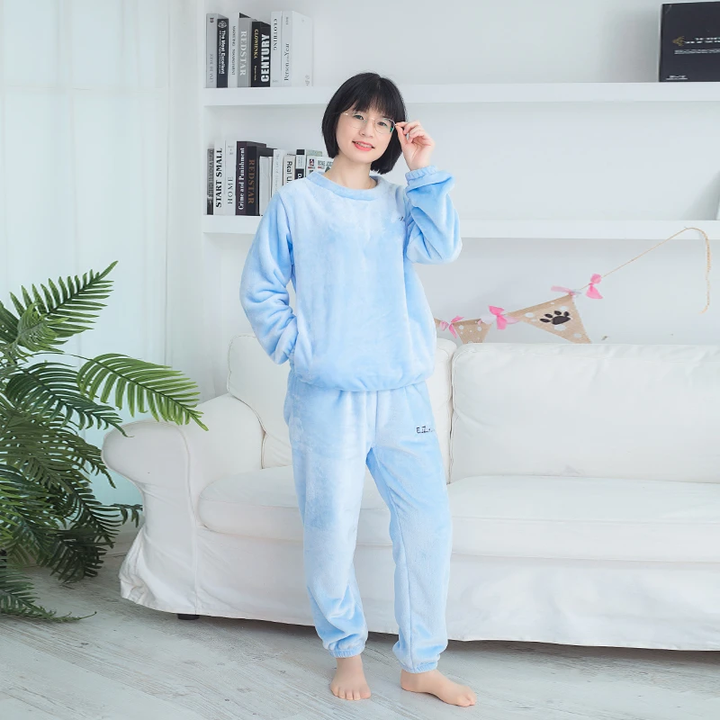 秋冬珊瑚绒睡衣女冬季长袖保暖加厚加绒毛绒可爱法兰绒家居服套装