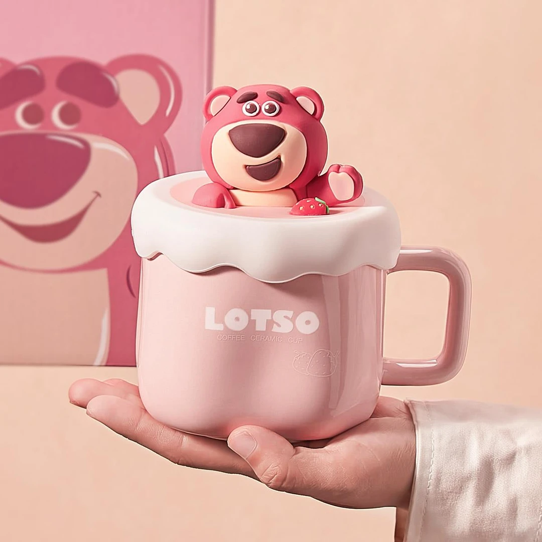 迪士尼草莓熊杯子生日礼物女生可爱马克杯情侣陶瓷水杯伴手礼礼盒