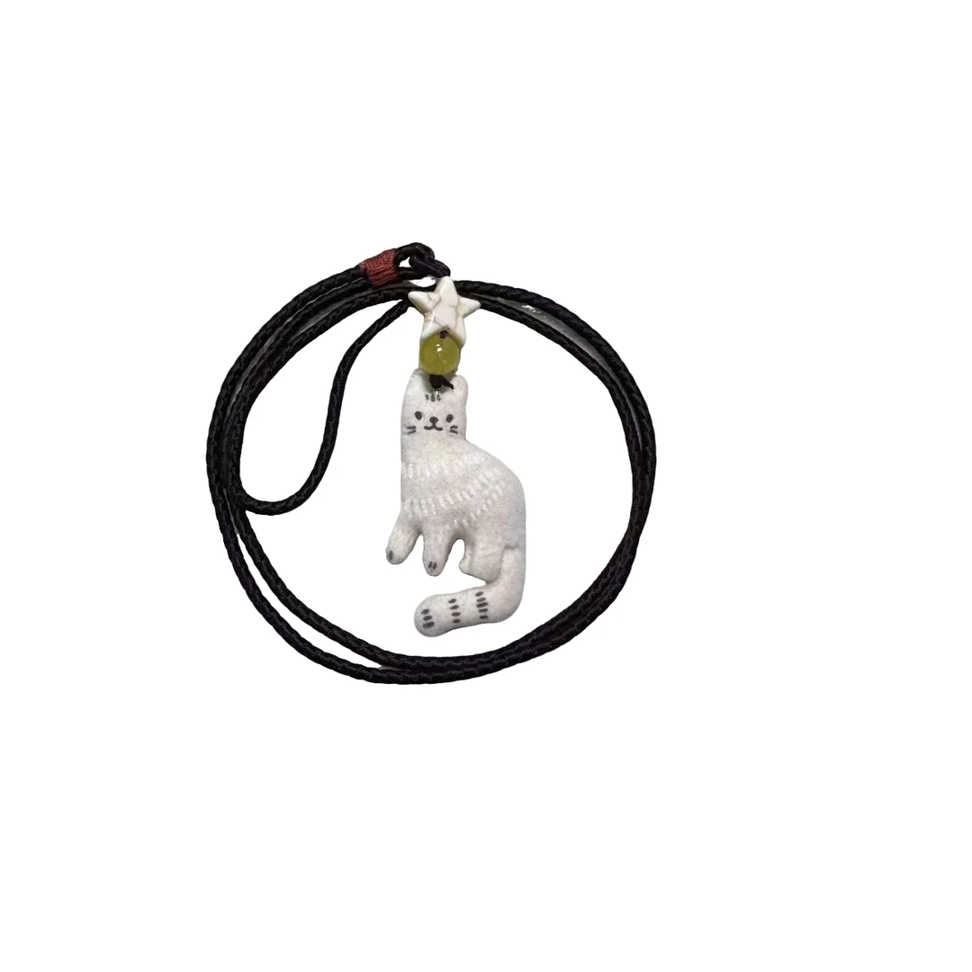 Pp【小猫项链】可爱搭配项链上衣时尚百搭夏季女士白色