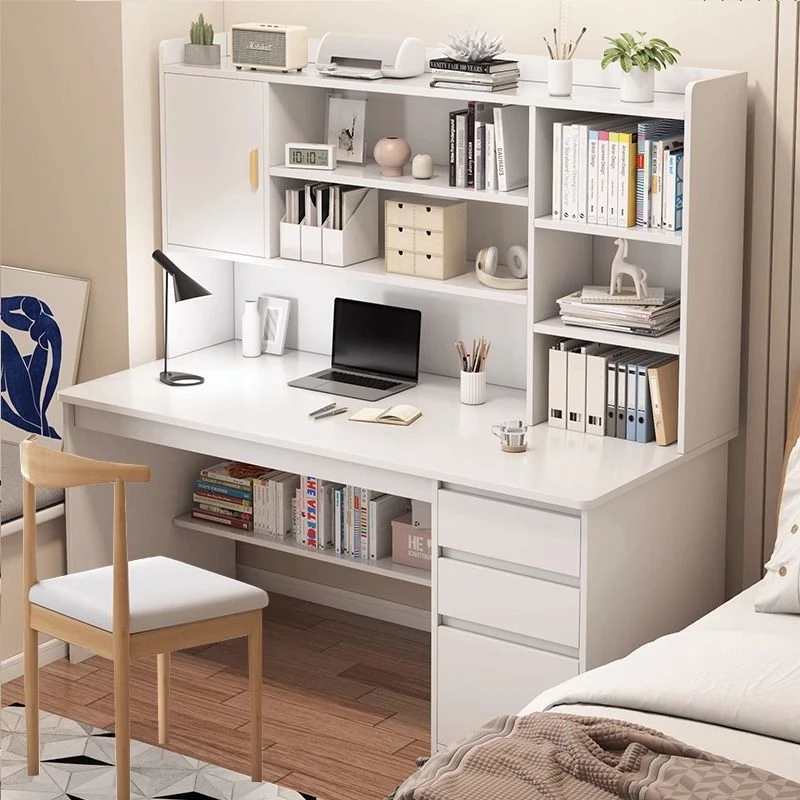 电脑桌子椅子一套台式家用简约书桌书柜一体学生学习桌办公小桌子