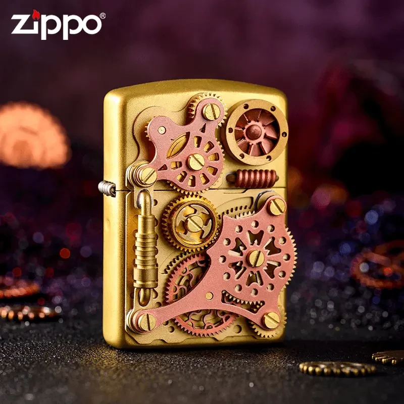 ZIPPO机械齿轮蒸汽朋克-复古镀金正品防风打火机男士礼物DY9902TZ