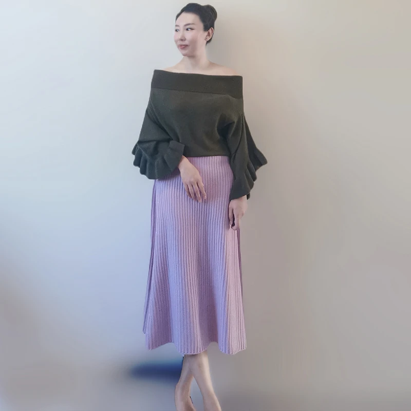 绒戎爱意   霞霞推荐！优雅欧美风中长款百褶半身裙