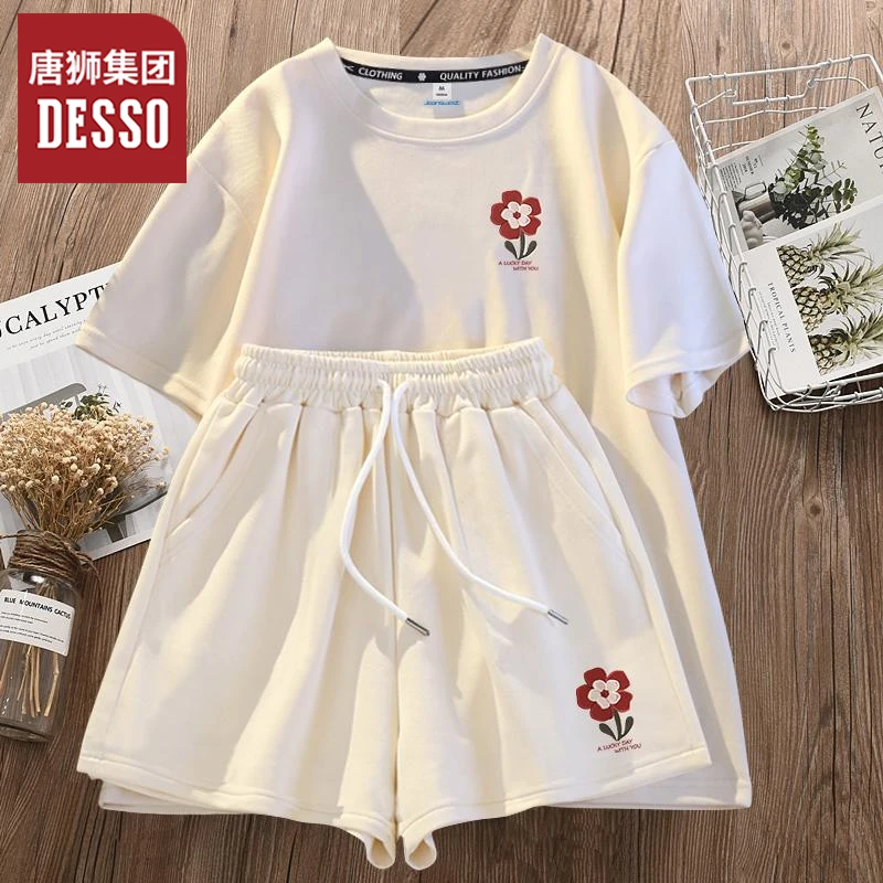 唐狮集团desso2025夏天纯棉面料运动套装女2025新款个性时尚短袖