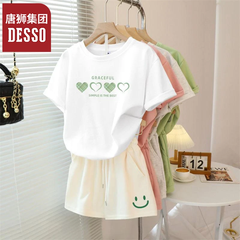 唐狮集团desso纯棉套装女夏季2025年新款显瘦遮肉两件套宽松夏装