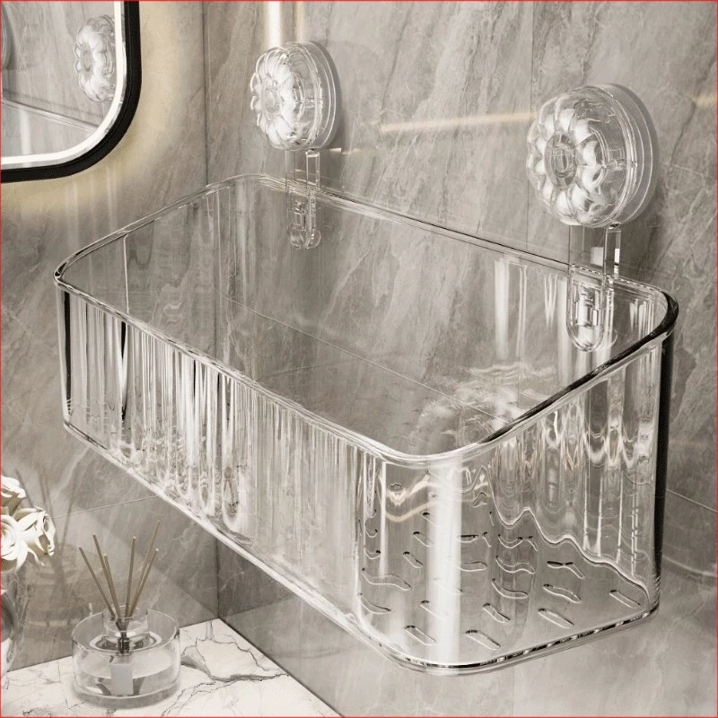 吸盘收纳筐塑料轻奢浴室卫生间收纳壁挂免打孔家用护肤置物架T682