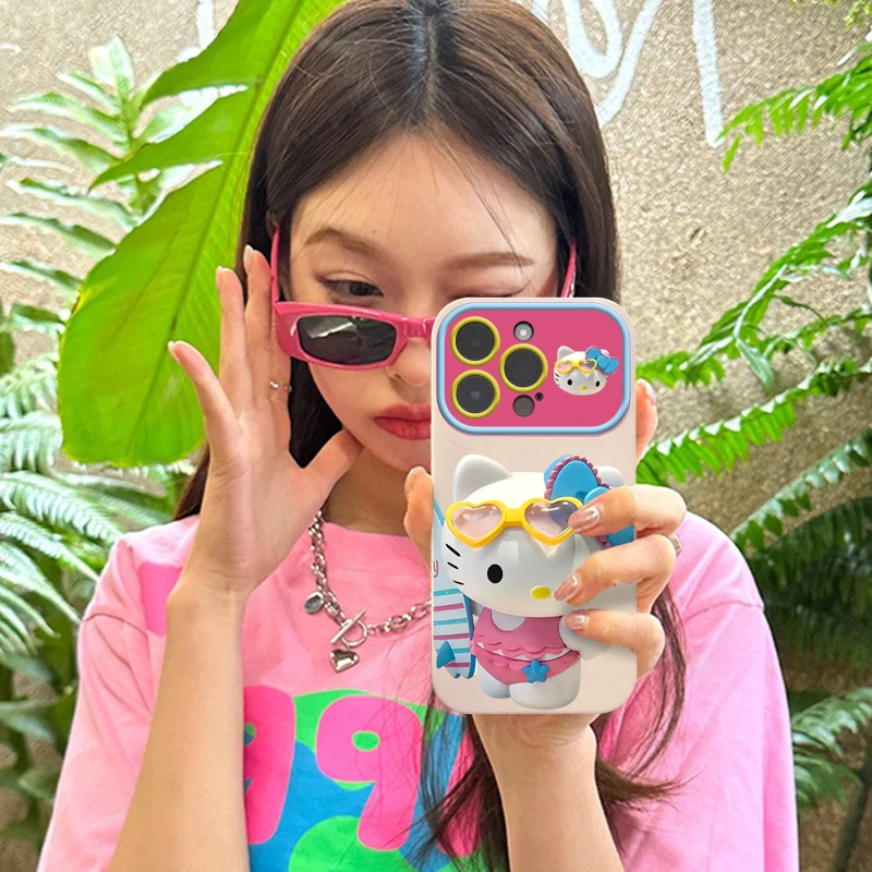 Z小众冲浪kitty猫iPhone13苹果14promax视窗款11/12少女XS全包XR