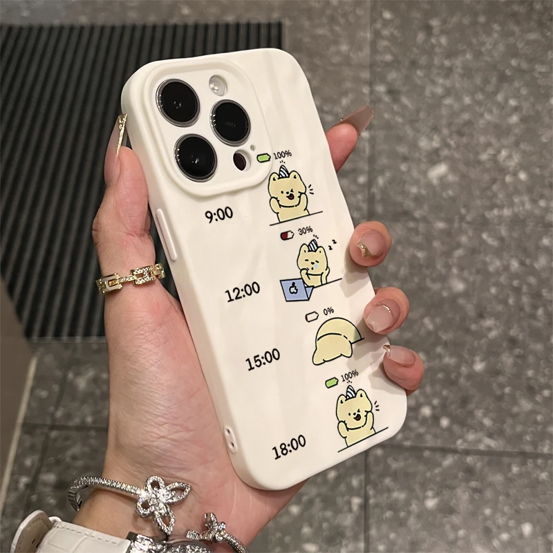 卡通工作小猫苹果14手机壳iPhone13promax可爱15/12全包XSXR软壳