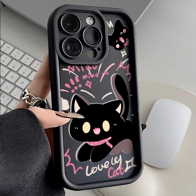 苹果OPPO华为VIVO小米ins卡通小猫iPhone15手机壳11/14全包12软13