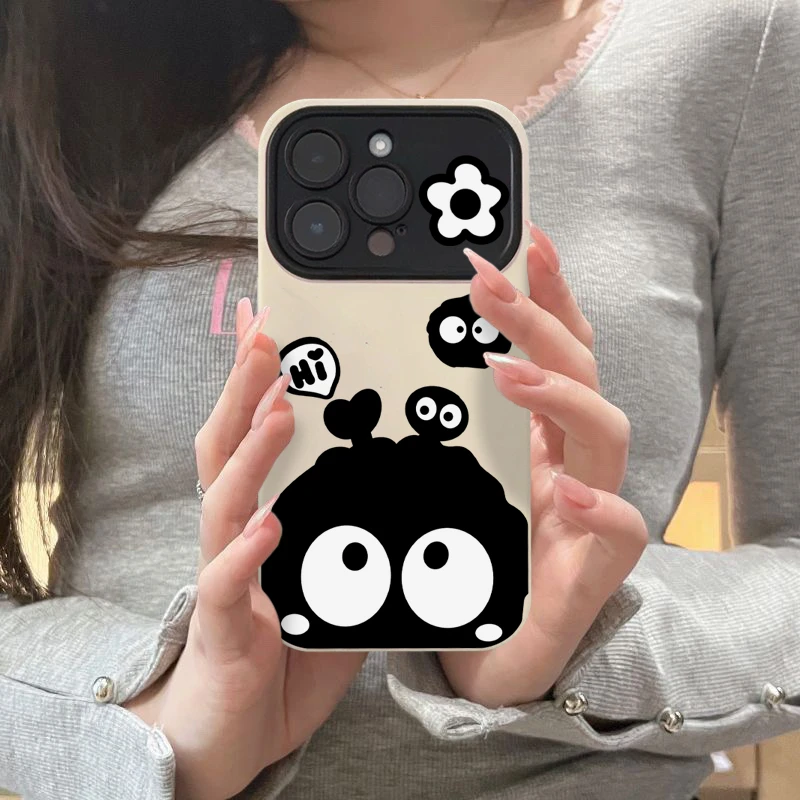 苹果VIVO华为OPPO小米卡通黑煤球iPhone15/13手机壳11小众13/12软