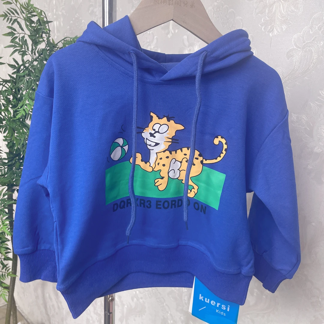 嘟贝酱90-130儿童春秋款字母卡通连帽卫衣