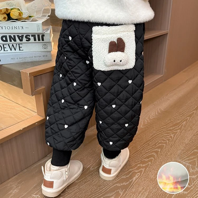 小鹿家&爱心兔子棉裤2024冬季加厚棉裤南方过冬女童波点小花裤潮