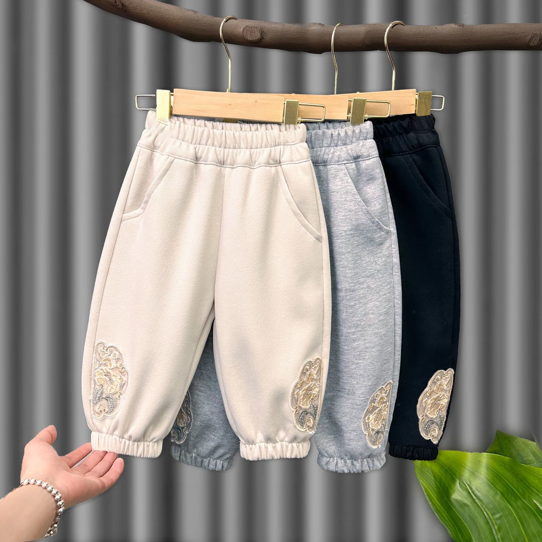 【A类卫裤】2024秋季新款女中小童国风苏绣洋气可爱棉休闲卫裤2.0