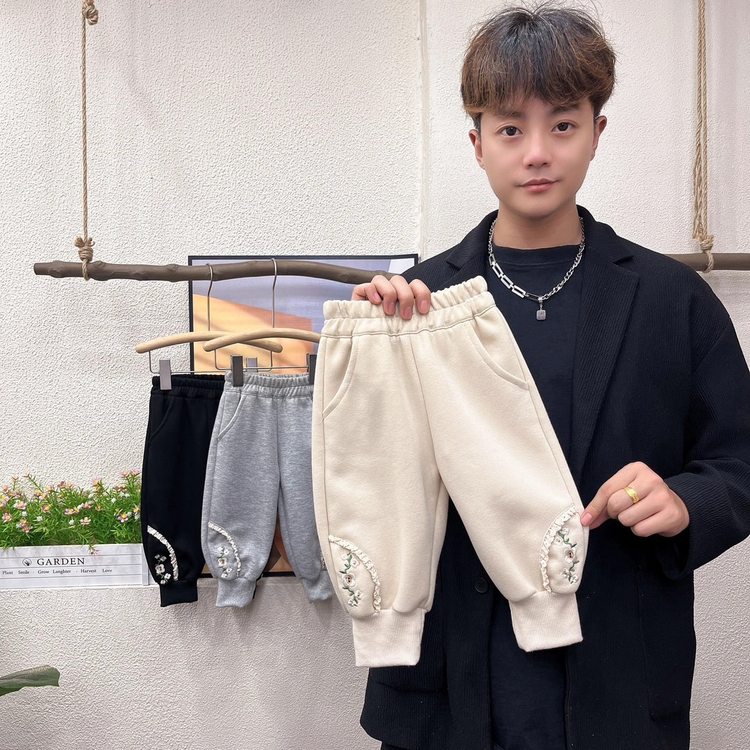 【A类卫裤】2024秋季新款女中小童韩蕾丝小花休闲裤PT-1040韩版