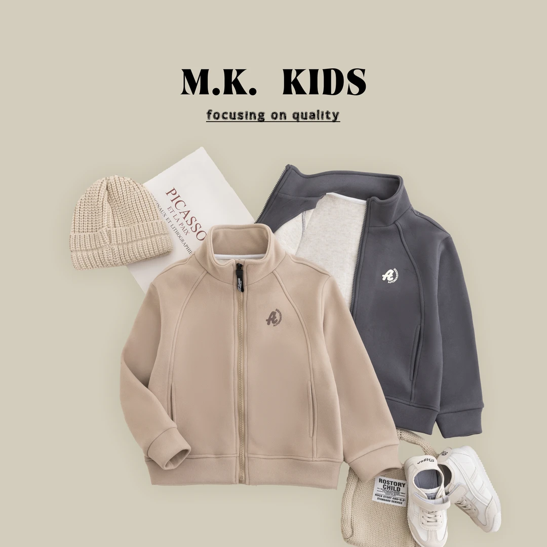 现货男童冬款立领外套儿童加绒百搭上衣2024新款DZ7250华子童装