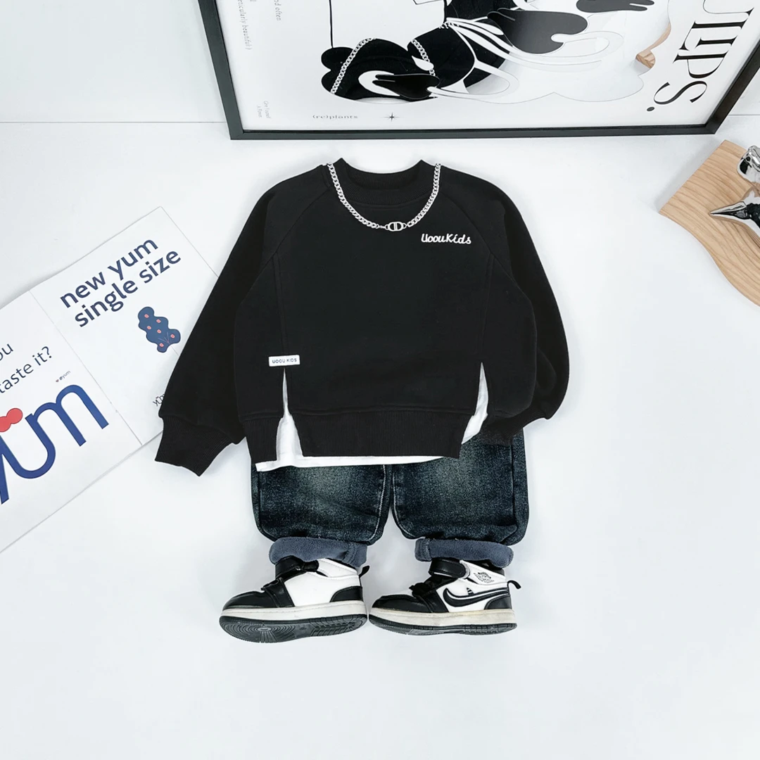 儿童卫衣加绒款长袖2024新款秋冬装男童 D-BD89012