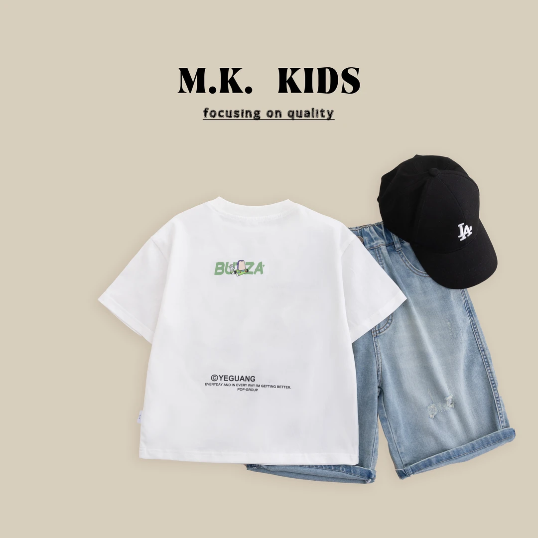 现货24年夏季新款潮流时尚休闲百搭卡通儿童纯棉圆领短袖XA80469